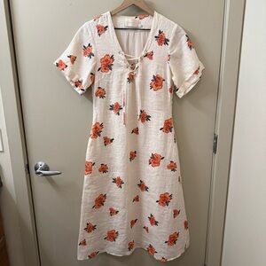 SANCIA Floral print midi Dress size small in Lulani Floral resort wear vacation